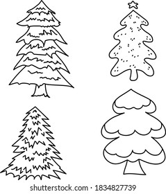 Cartoon abstract christmas trees vector set