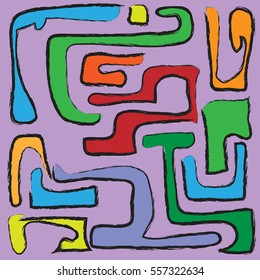 cartoon abstract grunge color background, vector labyrinth