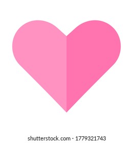 Cartoon abstract heart sign in flat style. Love pink icon isolated on white background. Vector illustration. 