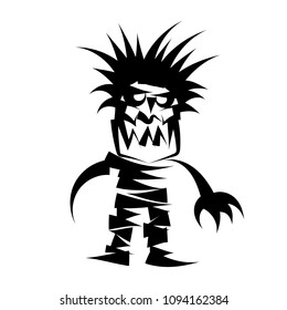 Cartoon abstract monster shadow vector illustration on white background