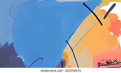 Cartoon abstract painted background in cartoon style on colorful background. Watercolour banner. Modern abstract art background. Vector design illustration.