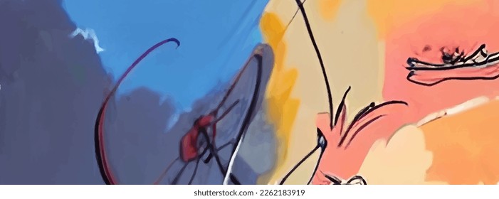 Cartoon abstract painted background in cartoon style on colorful background. Watercolour banner. Modern abstract art background. Vector design illustration.