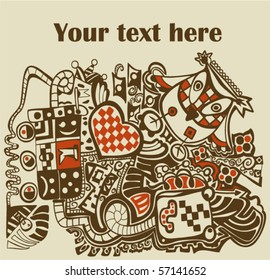 Cartoon abstract pattern with place for your text. Design.