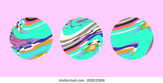Dibujo de planetas abstractos para diseño cósmico.  Gradientes de círculo fluido, botones redondos suaves.