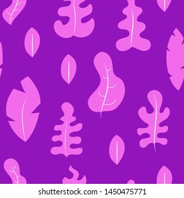 Cartoon abstract seamless pattern with plants, leaves or trees in trendy geometric flat style. Minimalistic colorful vector design texture.