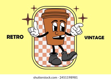 Cartoon abstract stickers. Retro comic character with facial expressions, legs and glows. Running star, walking happy apple, cheerful bulb with face. Vector collection