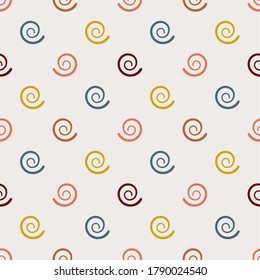 Cartoon abstract swirl seamless pattern. Curly geo infinity backdrop. Twist geometric wrapping paper. Vector illustration. 