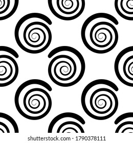 Abstrakter Cartoon-Swirl nahtloses Muster. Curly Geo Unendlichkeit Hintergrund. Drehen Sie das geometrische Wickelpapier. Vektorgrafik. 