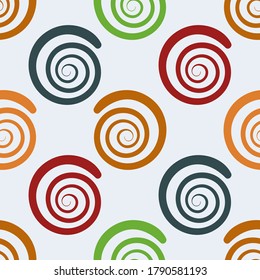 Cartoon abstract swirl seamless pattern. Curly geo infinity backdrop. Twist geometric wrapping paper. Vector illustration. 