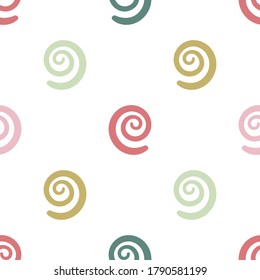 Cartoon abstract swirl seamless pattern. Curly geo infinity backdrop. Twist geometric wrapping paper. Vector illustration. 