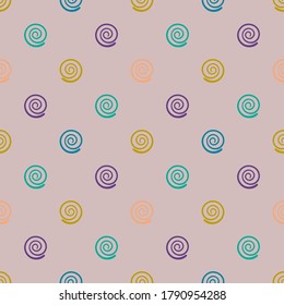 Cartoon abstract swirl seamless pattern. Curly geo infinity backdrop. Twist geometric wrapping paper. Vector illustration. 