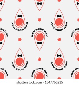Cartoon abstract Vector Red nose day Seamless pattern.