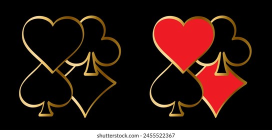 Cartoon ace, king, queen, jack. Cards game spades. Queen, King, Heart, Ace. Poker player card. Spade jack pattern. Vector bridge icon. Gambling play suit black blackjack. Casino club gaming. 