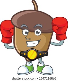 cartoon acorn seed with boxing character shape