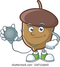 cartoon acorn seed with doctor character shape