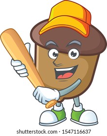 cartoon acorn seed with playing baseball character shape