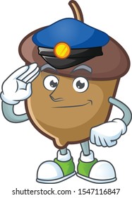 cartoon acorn seed with police character shape