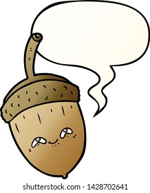 cartoon acorn with speech bubble in smooth gradient style