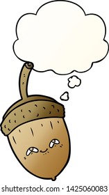 cartoon acorn with thought bubble in smooth gradient style