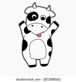 cartoon of an adorable cow. can be used for icons, logos or mascot.