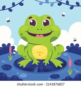 cartoon adorable cute frog illustration