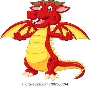 Cartoon adorable dragon on white background 