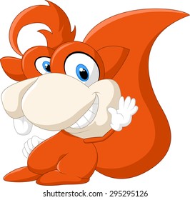 Cartoon adorable squirrel waving hand
