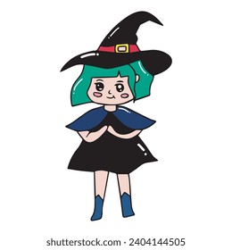cartoon adorable witch isolated on white background
