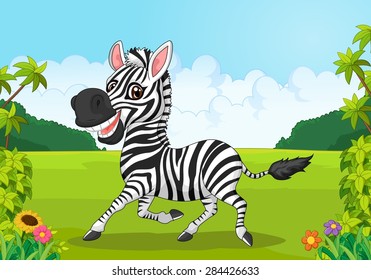 Cartoon adorable zebra 