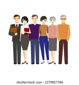 Cartoon Adult Character Man and Woman Concept Element Flat Design Style. Vector illustration Person in Different Ages