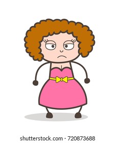 Cartoon Adult Woman Angry Face Vector