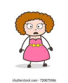 Cartoon Adult Woman Scared Face Vector