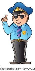 Cartoon advising policeman - vector illustration.