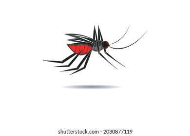 Caricatura del vector ilustrador del mosquito Aedes. Los mosquitos portan muchas enfermedades como la fiebre del dengue, la enfermedad de zika, los enchaphalitits y otras.