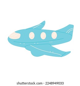 Cartoon aeroplane. Air jet for travel flight. Child vector illustration isolated on white background