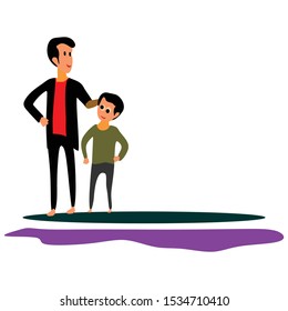 cartoon affection with father and son. Vector illustration.