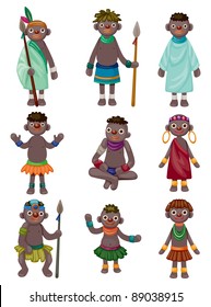 cartoon Africa Indigenous icons