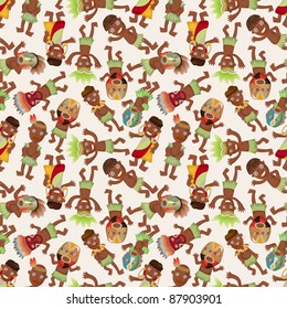 cartoon Africa Indigenous seamless pattern