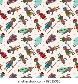 cartoon Africa Indigenous seamless pattern