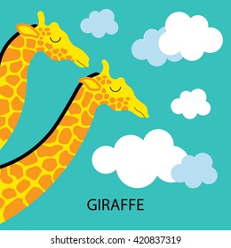 Cartoon african animal Giraffe. Vector cartoon african animal made in flat style. Isolated wild african Giraffe. Cartoon wild african animal background. Isolated vector giraffe.