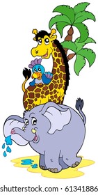 Cartoon African animals - vector illustration.