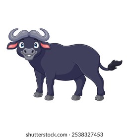 Cartoon African buffalo isolated on white background