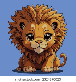 Cartoon african lion cub sitting looking at you. cartoon african lion cub sitting looking at you. Vector Illustration