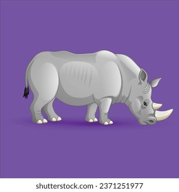 Cartoon African rhino character design illustration