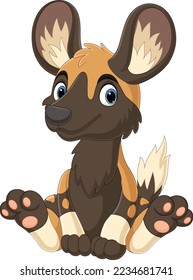 Cartoon African wild dog sitting