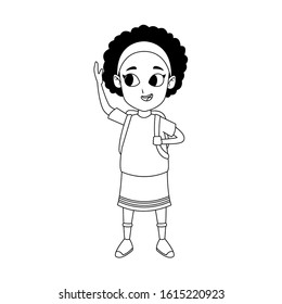 cartoon afro girl standing icon over white background, flat design, vector illustration