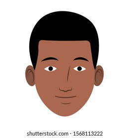 cartoon afro man face icon over white background, colorful design , vector illustration