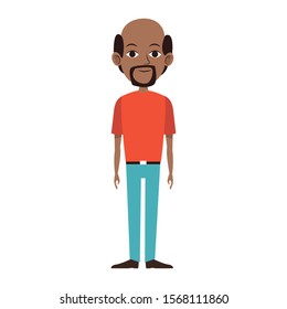 cartoon afro old man standing icon over white background, colorful design , vector illustration