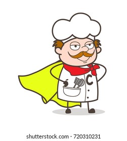 Cartoon Aged Super Hero Chef Character