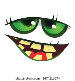 Cartoon agry monster face avatar. Vector illustration